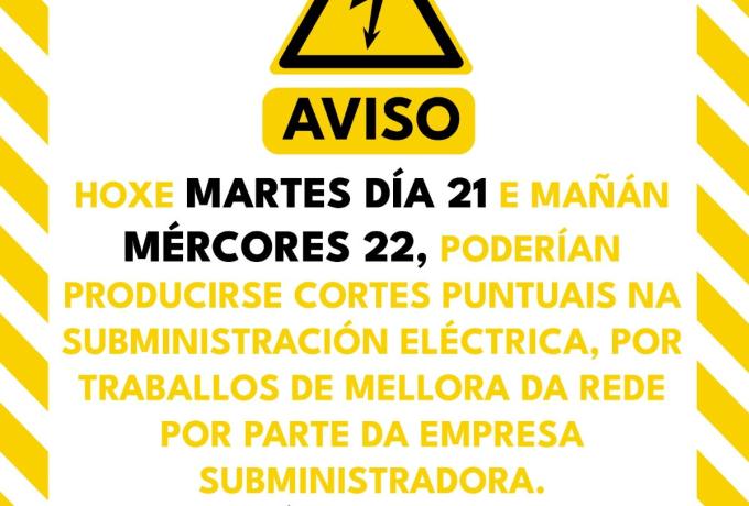 Cortes puntuais na subministraci&oacute;n el&eacute;ctrica por tarefas de reparaci&oacute;n e mantemento